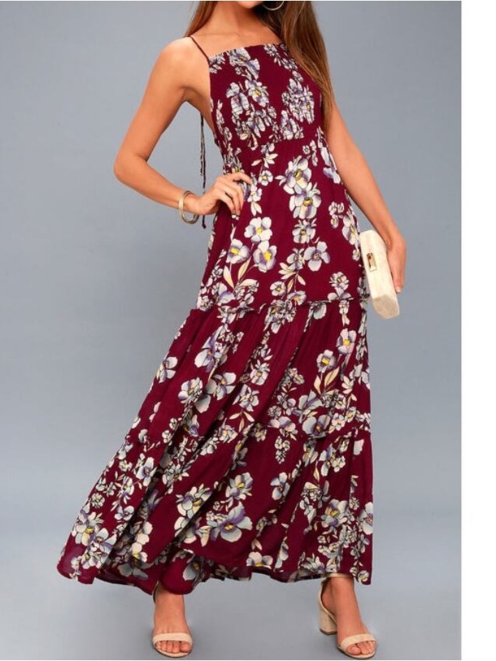 Free People Garden Party Dress - Burgundy Floral Print Dress